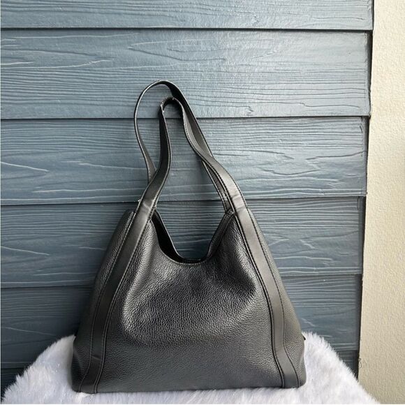 MICHAEL KORS Black Leather Nolita Raven Selma Fulton Tote Hobo Shoulder Bag - Picture 4 of 11